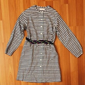 Apiece Apart long sleeve button front striped midi dress